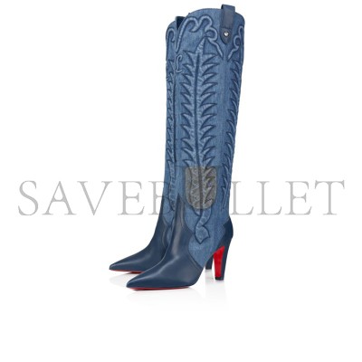CHRISTIAN LOUBOUTIN NAPPA LEATHER AND DENIM BOOTS CHRISTIAN LOUBOUTIN NAPPA LEATHER AND DENIM BOOTS