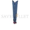 CHRISTIAN LOUBOUTIN NAPPA LEATHER AND DENIM BOOTS 
