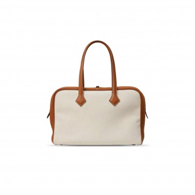 HERMES MASTER VICTORIA 35 VEAU BUFFALO SKIPPER BOSTON BAG WOMEN BROWN 4359645 (35*23*16cm)