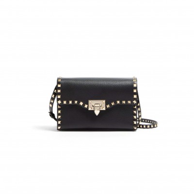 VALENTINO GARAVANI SMALL ROCKSTUD GRAINY CALFSKIN CROSSBODY BAG 7W2B0181VSF_0NO (22.5*15*6cm)