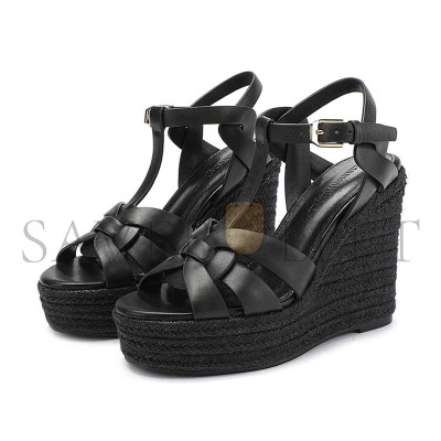 YSL TRIBUTE WOVEN LEATHER ESPADRILLE WEDGE SANDALS YSL TRIBUTE WOVEN LEATHER ESPADRILLE WEDGE SANDALS