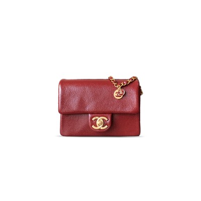 CHANEL MINI FLAP BAG GRAINED SHINY CALFSKIN & GOLD-TONE METAL AS5218 (17.5*13*6cm)