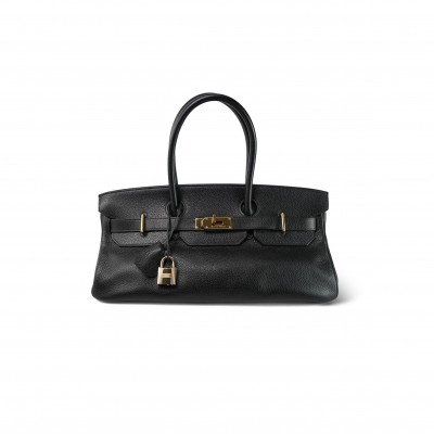 HERMES MASTER SHOULDER BIRKIN 42 JPG NOIR CLEMENCE GOLD PLATED 436528 (42*20*18cm)