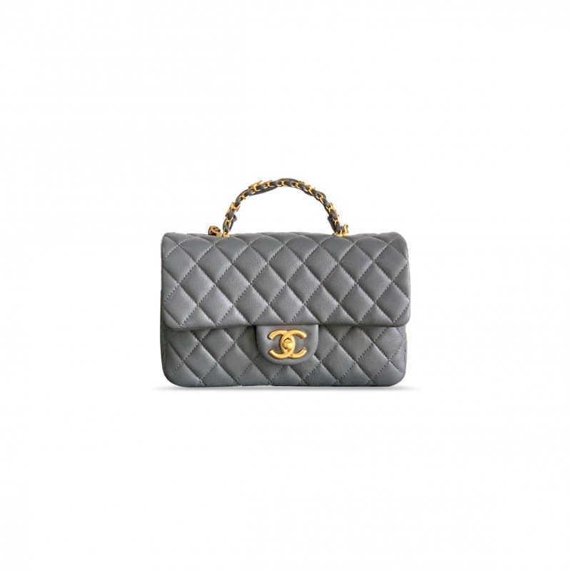 CHANEL SMALL FLAP HANDLE CALFSKIN CAVIAR AS5702 (22.5*13.5*6cm）