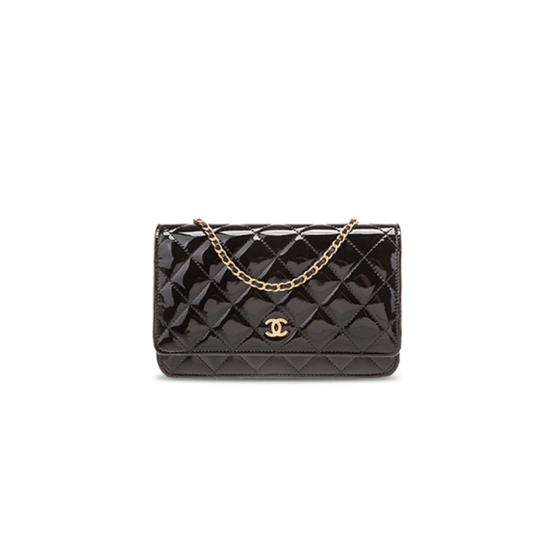 CHANEL BLACK QUILTED PATENT LEATHER CLASSIC WOC CLUTCH BAG AP0250 (19*13*3cm)