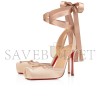 CHRISTIAN LOUBOUTIN CASSIA LACE UP 100 MM STRAPPY PUMPS CREPE SATIN 1250498N295