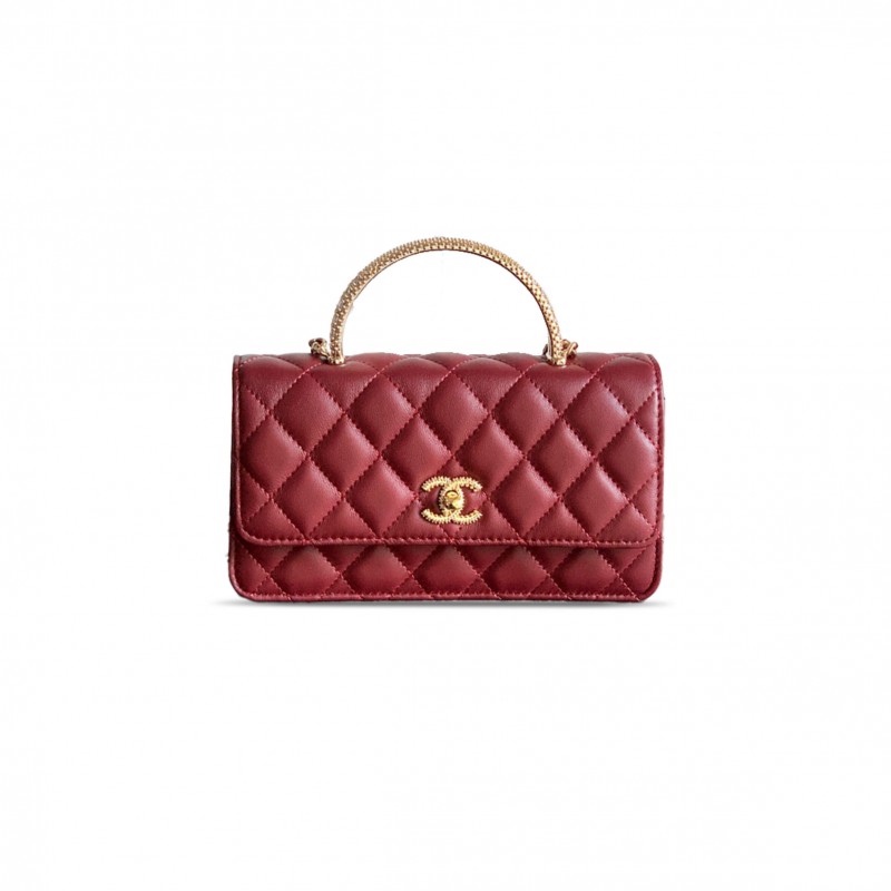CHANEL MINI RHINESTONE HANDLE ACCORDION BAG (18.5*11*6cm)