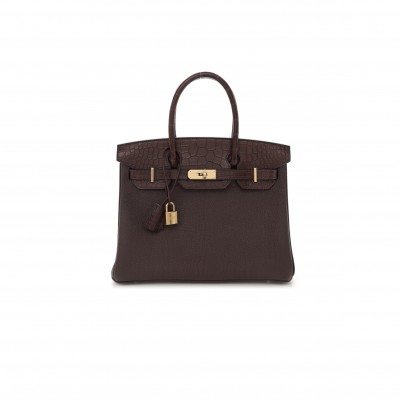 HERMÈS MASTER BIRKIN 30 TOGO MATTE ALLIGATOR ROUGE SELLIER (30*23*15cm)