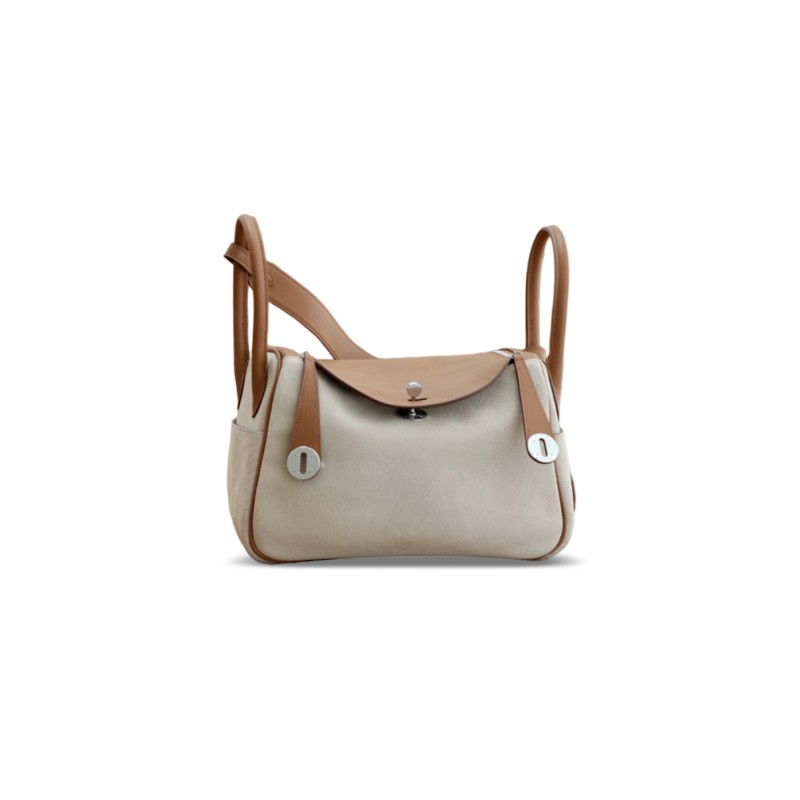 HERMÈS MASTER LINDY 26 BAG SWIFT AND SUEDE PALLADIUM HARDWARE (26*18*12cm)