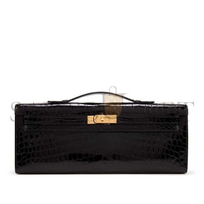 HERMÈS MASTER KELLY CUTBLACK POROSUS SHINYCROC GHW (31*13*2cm)