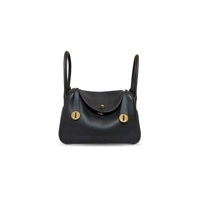 HERMÈS MASTER LINDY 26 CLEMENCE LEATHER TOTE WITH GOLD TONE HARDWARE (26*18*12cm)