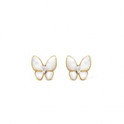 VAN CLEEF ARPELS TWO BUTTERFLY EARRINGS VAN CLEEF ARPELS TWO BUTTERFLY EARRINGS