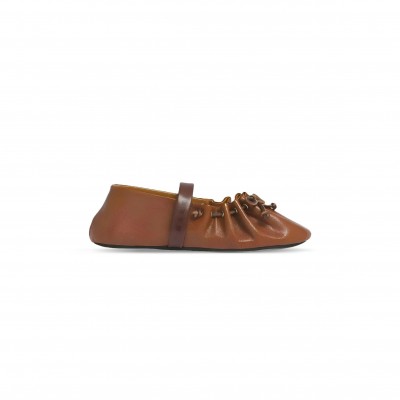 MARNI SOFT BALLET LAMBSKIN LEATHER FLAT SHOES WITH ROUND TOE BAMS006400