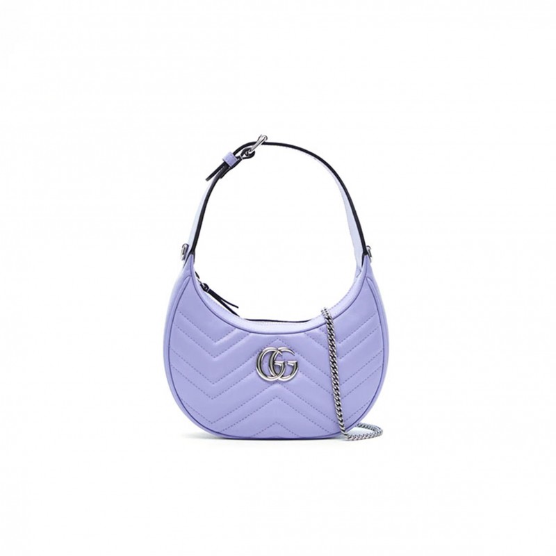 GUCCI GG MARMONT HALF MOON MINI QUILTED LEATHER CROSSBODY BAG 699514 (21*11*5cm)