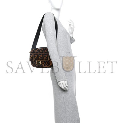 FENDI SHEARLING VITELLO DOLCE MACRO FF 1974 BAGUETTE TOBACCO BLACK (27*15*6cm) FENDI SHEARLING VITELLO DOLCE MACRO FF 1974 BAGUETTE TOBACCO BLACK (27*15*6cm)