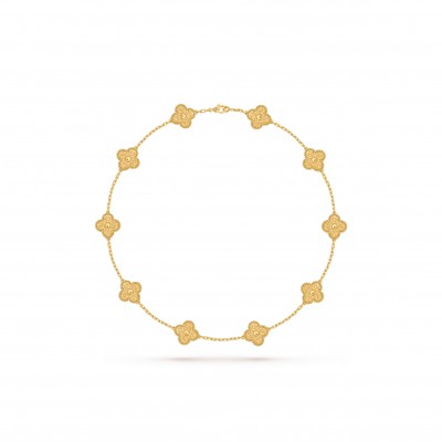 VAN CLEEF ARPELS VINTAGE ALHAMBRA NECKLACE, 10 MOTIFS YELLOW GOLD VCARO1ID00