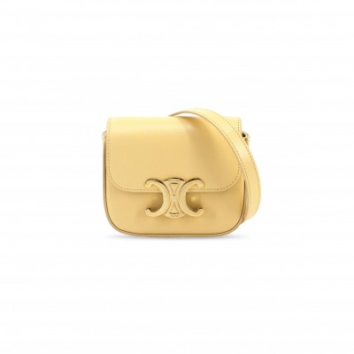 CELINE MINI CLAUDE IN SHINY CALFSKIN WITH GOLD FINISH HARDWARE POLLEN 10I513DPV.11PO (12*9.5*4cm)