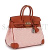 HERMES MASTER BIRKIN 25 SWIFT AND CANVAS BRIQUE PALLADIUM HARDWARE (25*18*13cm)