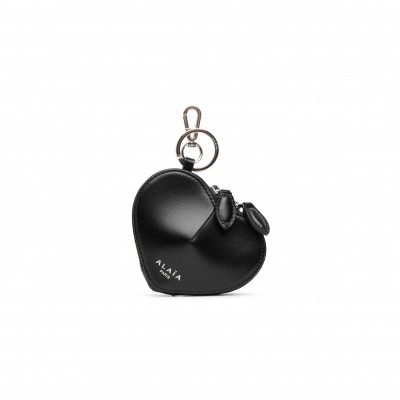ALAÏA LE COEUR MINI BLACK LEATHER PURSE (10*8*2cm)