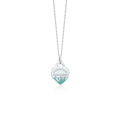 TIFFANY HEART-SHAPED BLUE ENAMEL INK SPLASH NECKLACE TIFFANY HEART-SHAPED BLUE ENAMEL INK SPLASH NECKLACE