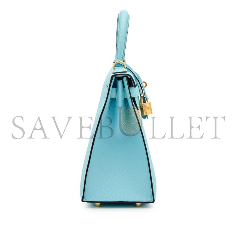 HERMÈS EPSOM KELLY SELLIER 28 BLUE ZEPHYR GOLD HARDWARE (28*22*10cm) 