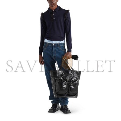PRADA PLAQUE FLAP-POCKET LEATHER TOTE BAG 2VG120 (42.5*31.5*16cm) PRADA PLAQUE FLAP-POCKET LEATHER TOTE BAG 2VG120 (42.5*31.5*16cm)