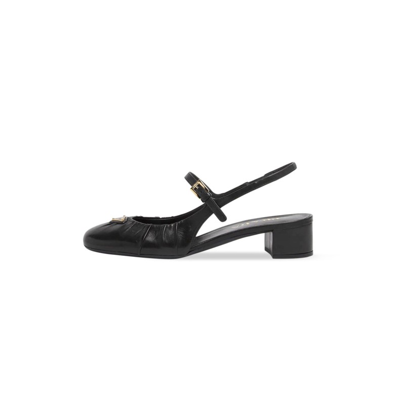 PRADA RUCHED TOE MARY JANE LEATHER PUMPS 