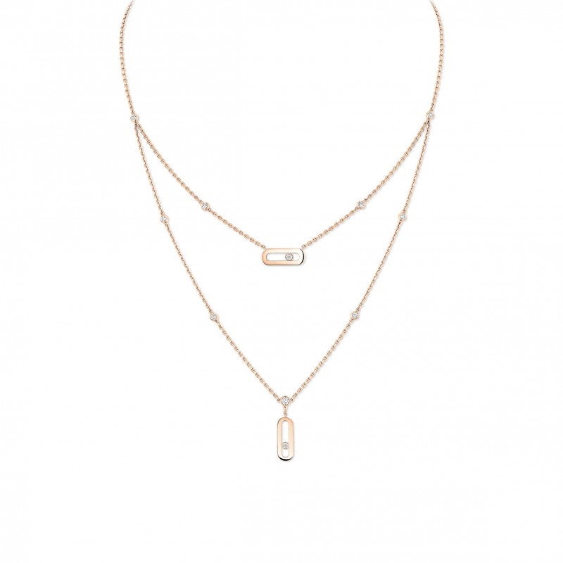 MESSIKA MOVE UNO TWO-ROW NECKLACE PINK GOLD DIAMOND NECKLACE 08852-PG MESSIKA MOVE UNO TWO-ROW NECKLACE PINK GOLD DIAMOND NECKLACE 08852-PG