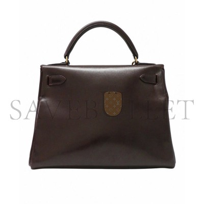 HERMES KELLY 28 BOX LEATHER CHOCOLATE BROWN GOLD HARDWARE (28*22*10cm) 