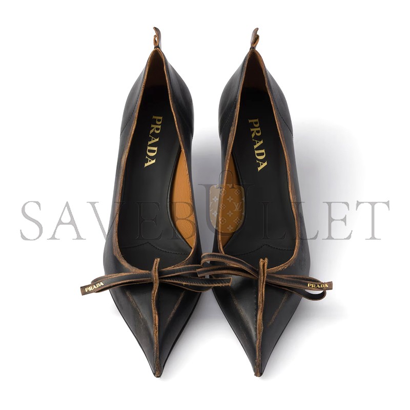 PRADA ANTIQUED LEATHER PUMPS 1I208O PRADA ANTIQUED LEATHER PUMPS 1I208O