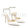 JIMMY CHOO SAEDA 100 IVORY SATIN PUMPS WITH CRYSTAL EMBELLISHMENT SAEDA100BBD