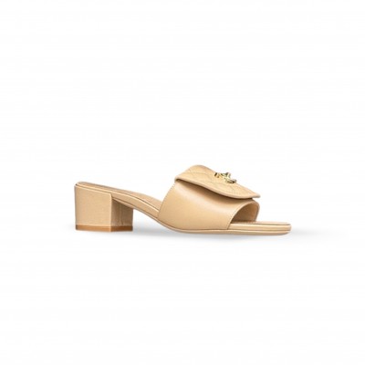 CHANEL LAMBSKIN QUILTED TURNLOCK SLIPPERS MULES 