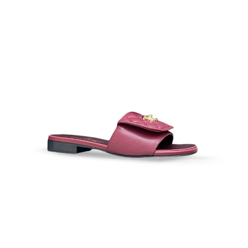 CHANEL LAMBSKIN QUILTED TURNLOCK FLAT MULES G46119 