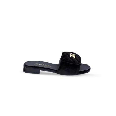 CHANEL QUILTED TURNLOCK FLAT MULES G46119