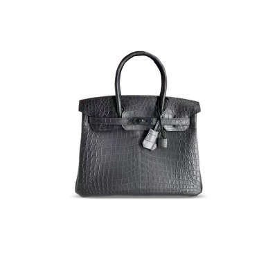 HERMÈS MASTER BIRKIN 30 SO BLACK MATTE ALLIGATOR (30*22*16cm)