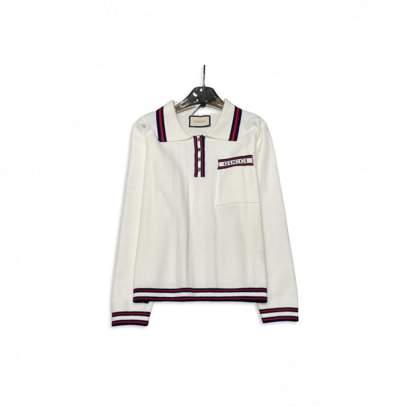 GUCCI KNITTED POLO COLLAR TOP