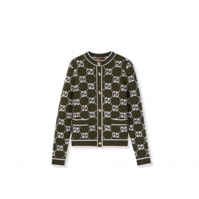 GUCCI GG WOOL BOUCLÉ JACQUARD CARDIGAN 713300 GUCCI GG WOOL BOUCLÉ JACQUARD CARDIGAN 713300