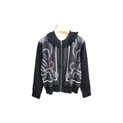 HERMES PALEFROI REMIX LONG-SLEEVE TWILLAINE CARDIGAN H5H2804DLIT34