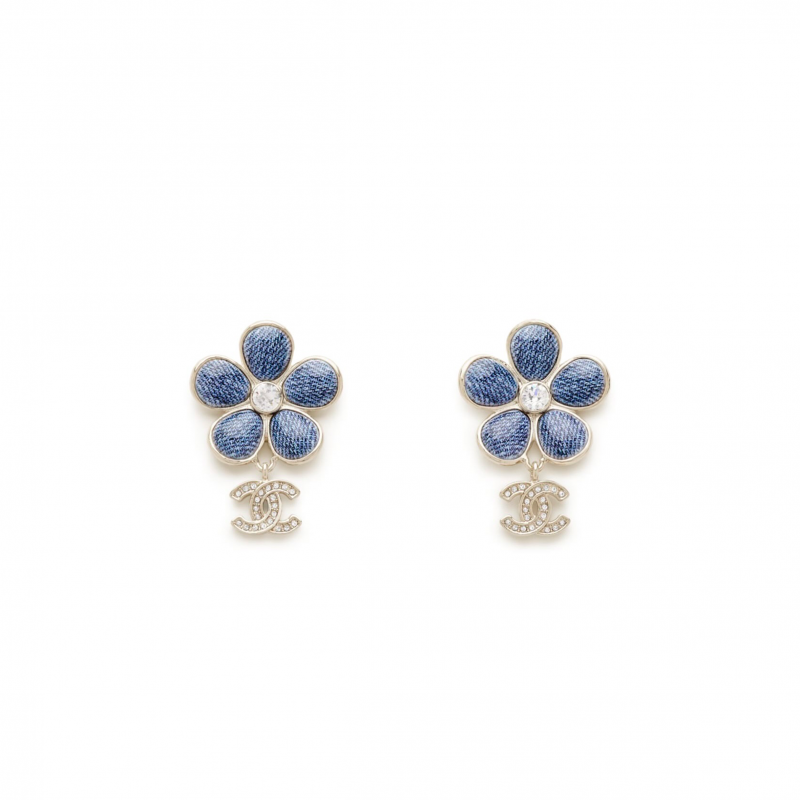 CHANEL 26C CC BLUE FLOWERS EARRINGS ABG744