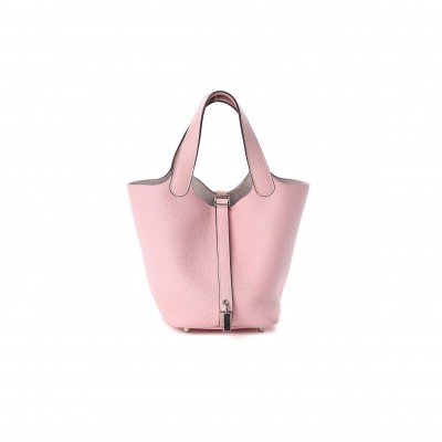 HERMÈS TAURILLON CLEMENCE PICOTIN LOCK 18 PM ROSE SAKURA H056289CK3Q (18*18*13cm)