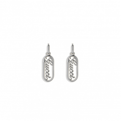 GUCCI HOOP EARRINGS WITH GUCCI SCRIPT 796874 GUCCI HOOP EARRINGS WITH GUCCI SCRIPT 796874