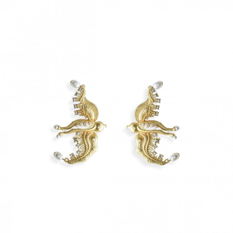 SCHIAPARELLI METAL ARTIFICIAL DOVE SHAPED DANGLE EARRINGS FOR 
