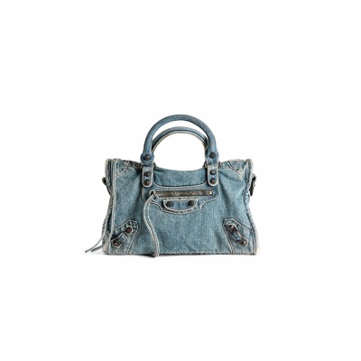 BALENCIAGA WOMEN'S LE CITY BAG SMALL IN BLUE 8114422AB1S4727 (30*19*9.6cm)