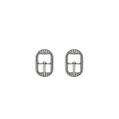 BALENCIAGA M CAGOLE BUCKLE EARRINGS IN METALLIC SILVER 742790TZ90V1407