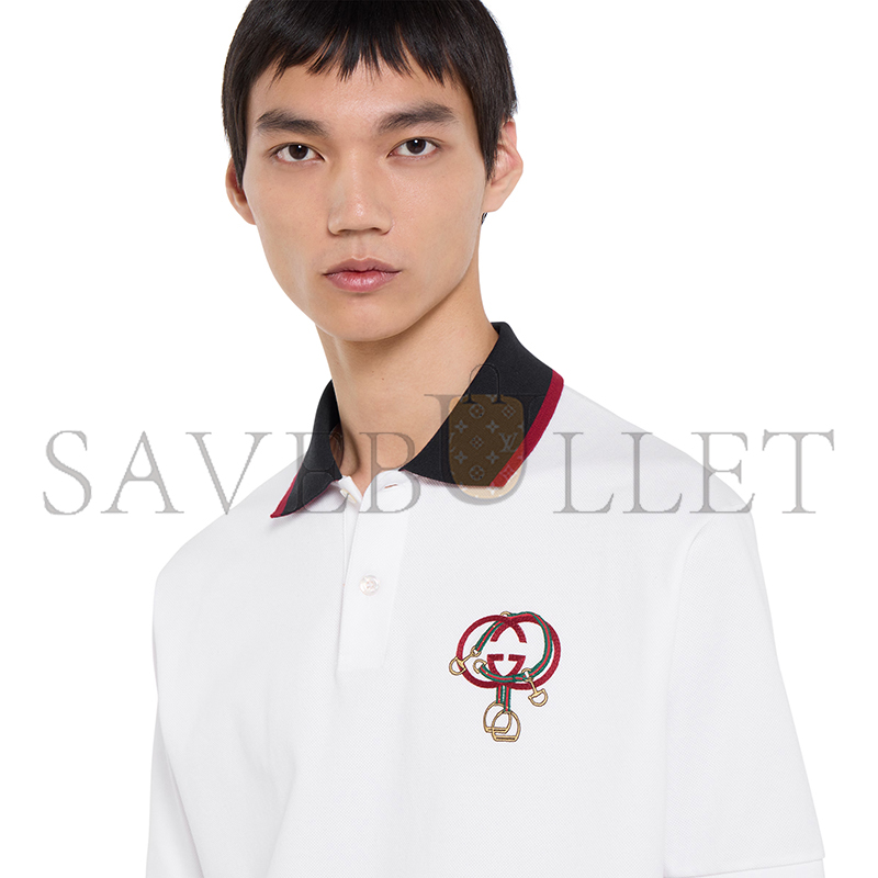 GUCCI COTTON PIQUET POLO SHIRT WITH EMBROIDERY 854826