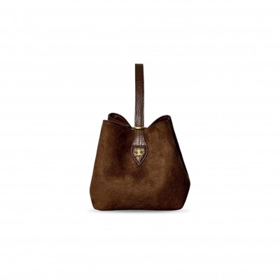 CELINE AMBER SUEDE AND PYTHON EFFECT CALFSKIN 122543N50.28BD (15*15*15cm) CELINE AMBER SUEDE AND PYTHON EFFECT CALFSKIN 122543N50.28BD (15*15*15cm)