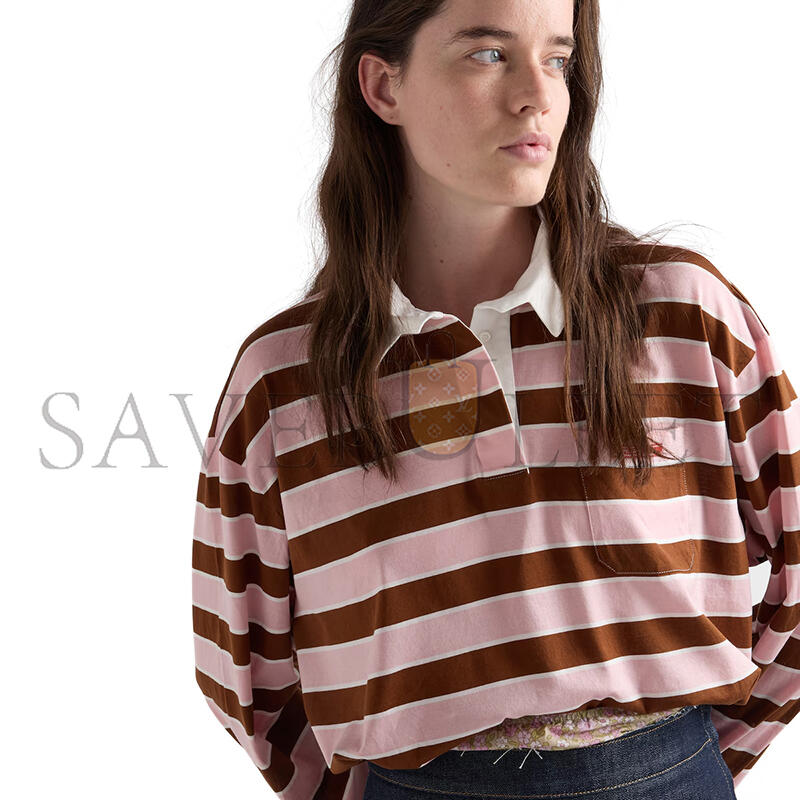 PRADA LONG-SLEEVED BAYADERE PRINT LISLE COTTON T-SHIRT 39661 PRADA LONG-SLEEVED BAYADERE PRINT LISLE COTTON T-SHIRT 39661
