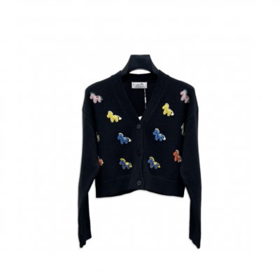 HERMES COLORFUL PONY V-NECK CARDIGAN HERMES COLORFUL PONY V-NECK CARDIGAN