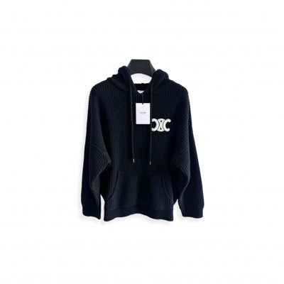 CELINE HOODED SWEATER IN RIBBED WOOL RY0FV0ZTQ.08GC CELINE HOODED SWEATER IN RIBBED WOOL RY0FV0ZTQ.08GC