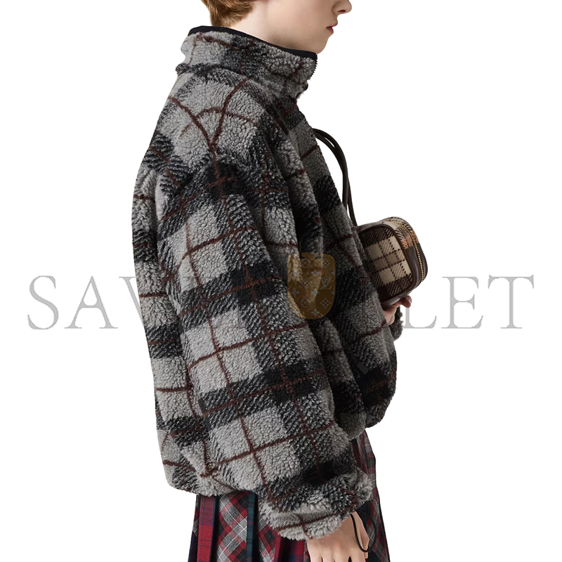 MIU MIU CHECKED TEDDY ZIPPER JACKET MJL042 MIU MIU CHECKED TEDDY ZIPPER JACKET MJL042